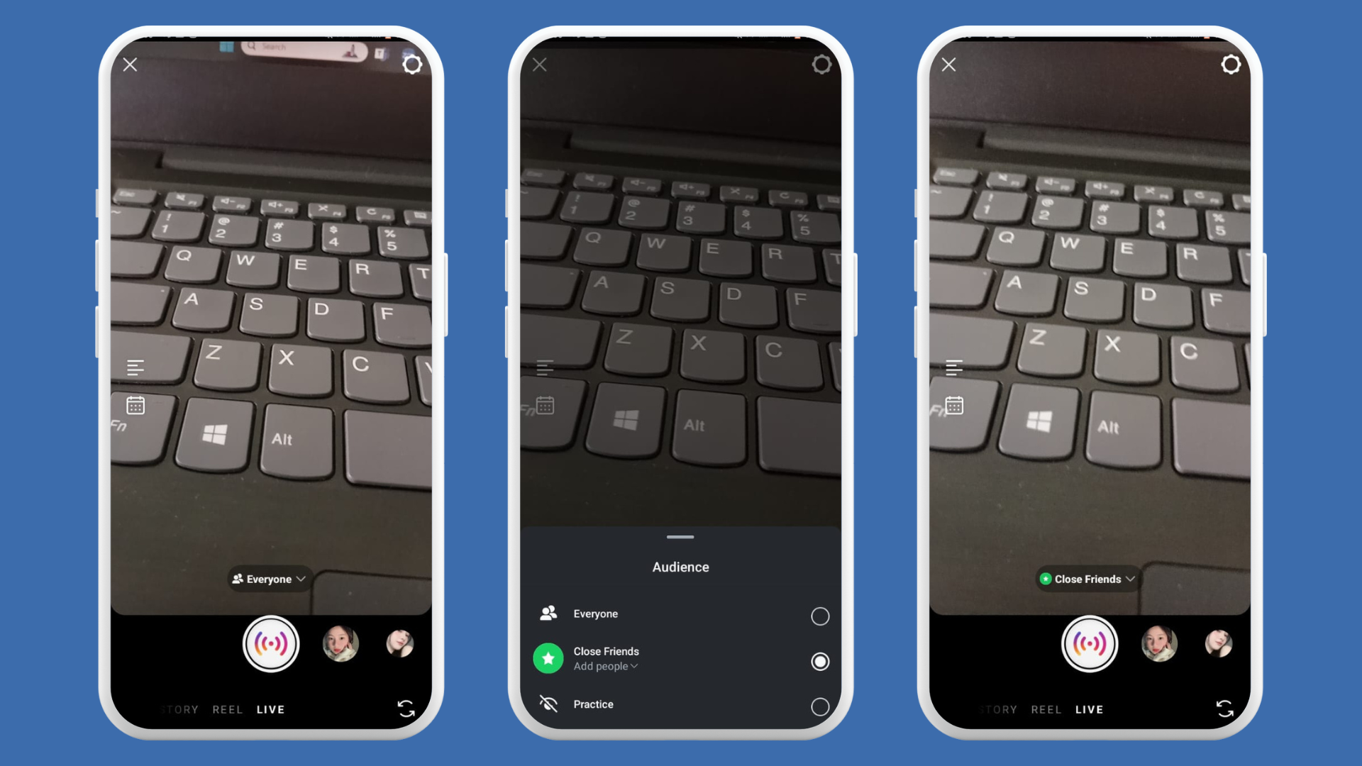 live instagram dengan close friends